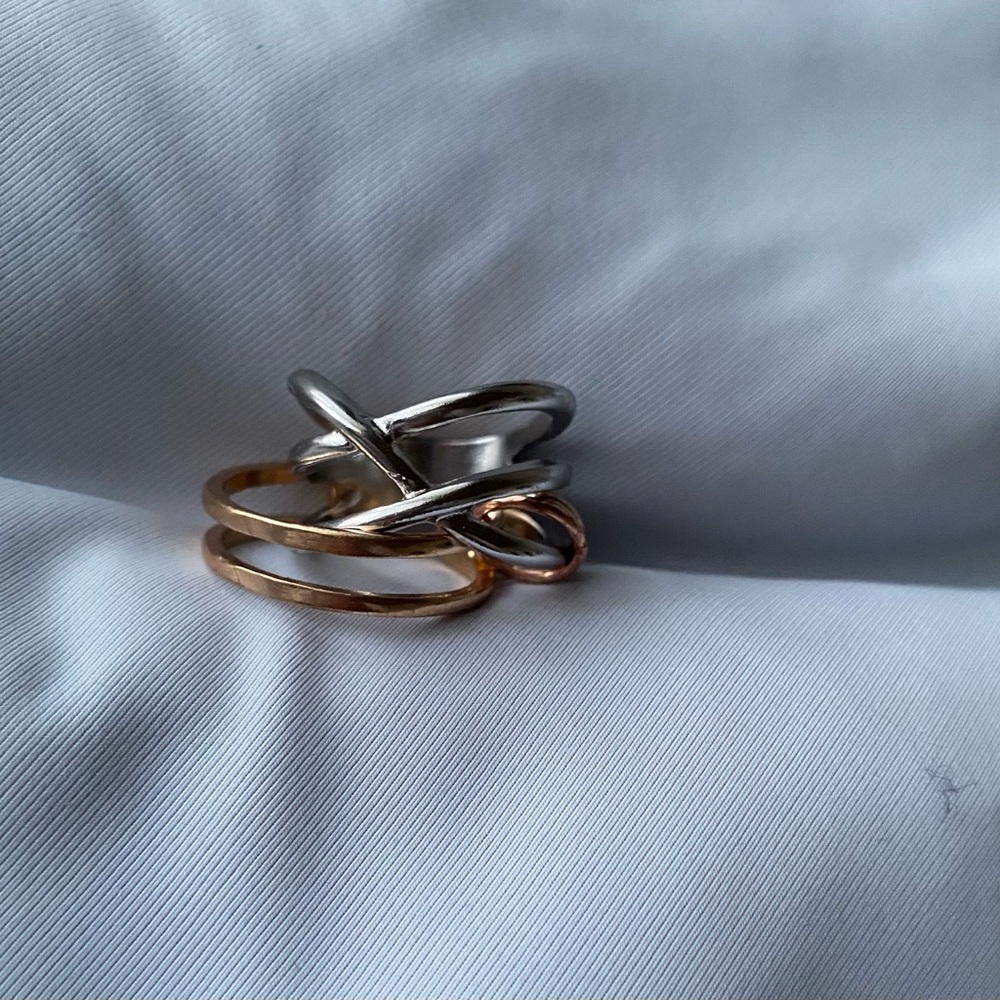 Stackable Rose Gold, Silver & Yellow Gold Women’s Ring Size 8